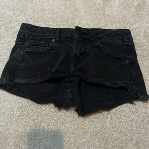 black jean shorts